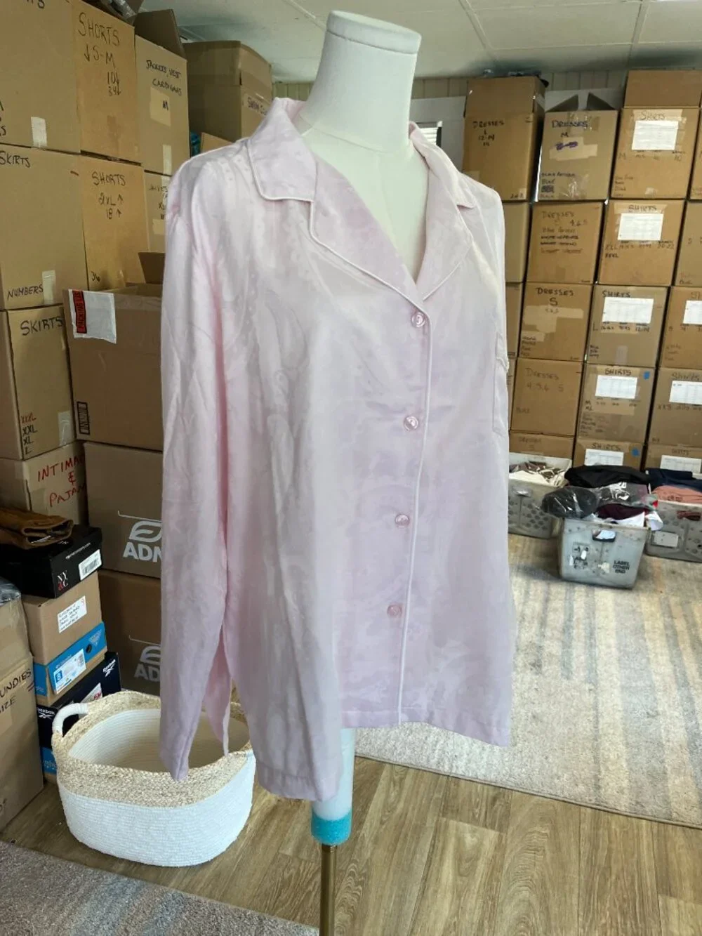 NEW Miss Elaine 2 Pc Pajama Set Pink Jacquard Paisley XL